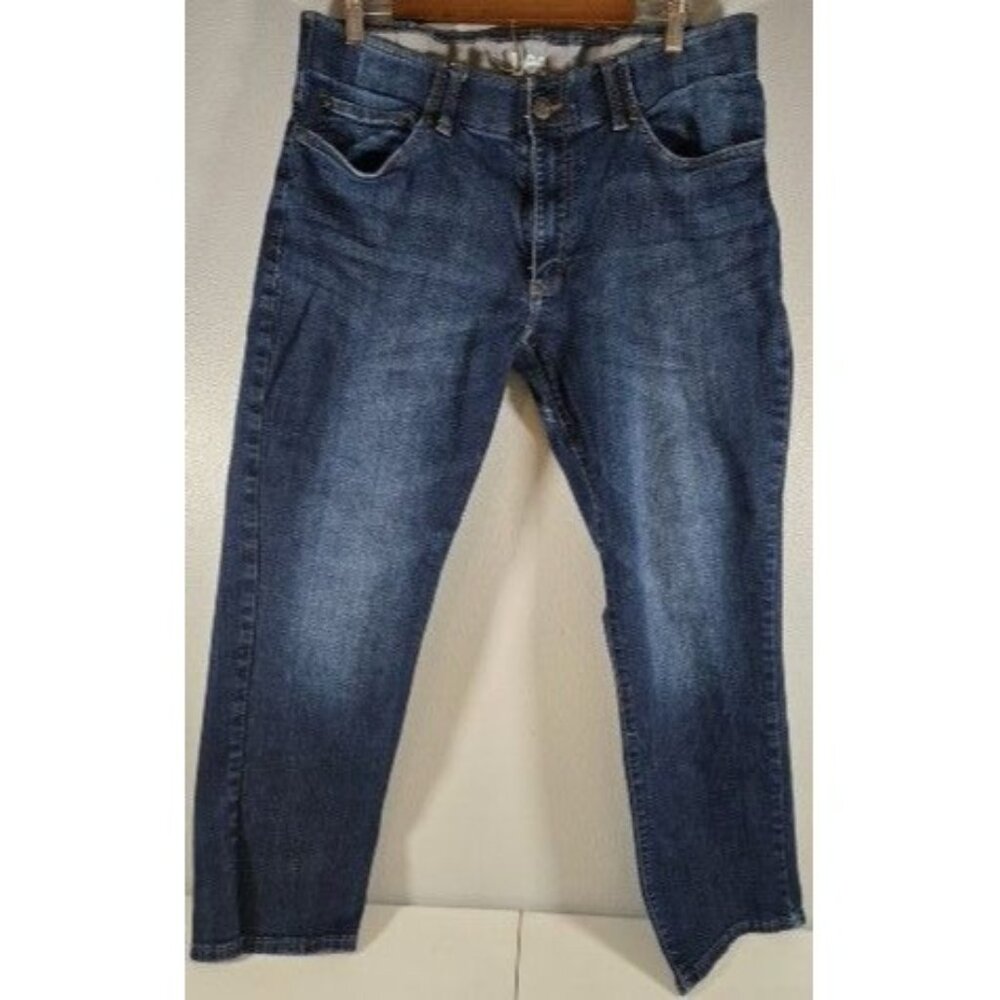 Lee Mens Straight Taper Jeans 36x30 Dark Blue Denim